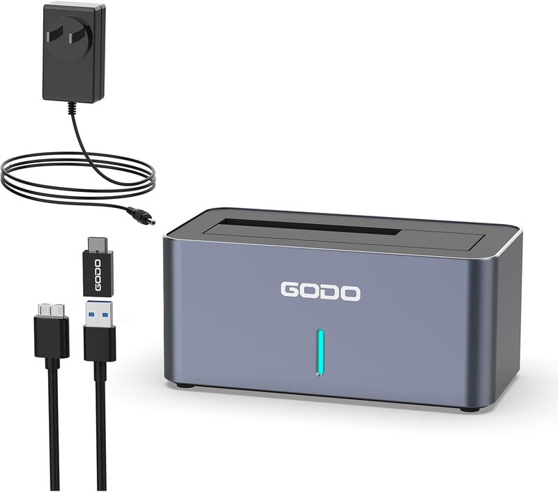 Godo SAS/SATA Hard Drive Docking Station Adapter, 2.5/3.5 inch USB 3.0 External SAS Enclosure, HDD SSD Converter with 12V/2.5A Power Adapter 20TB 10Gbps Tool Free… - Image 1